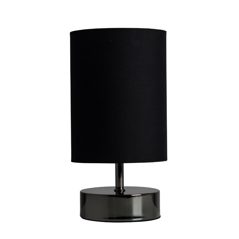 Dimmable Touch Table Lamp with Black Lampshade for Bedroom Nightstand