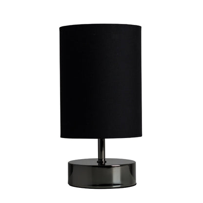 Dimmable Touch Table Lamp with Black Lampshade for Bedroom Nightstand
