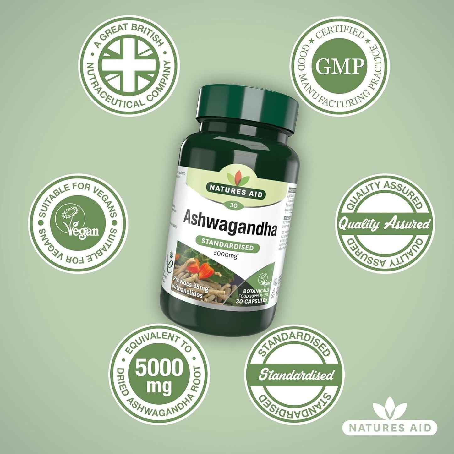 Ashwagandha 5000Mg HIGH STRENGTH - 30 Capsules -STRESS RELIEF-SLEEP AID-ANXIETY