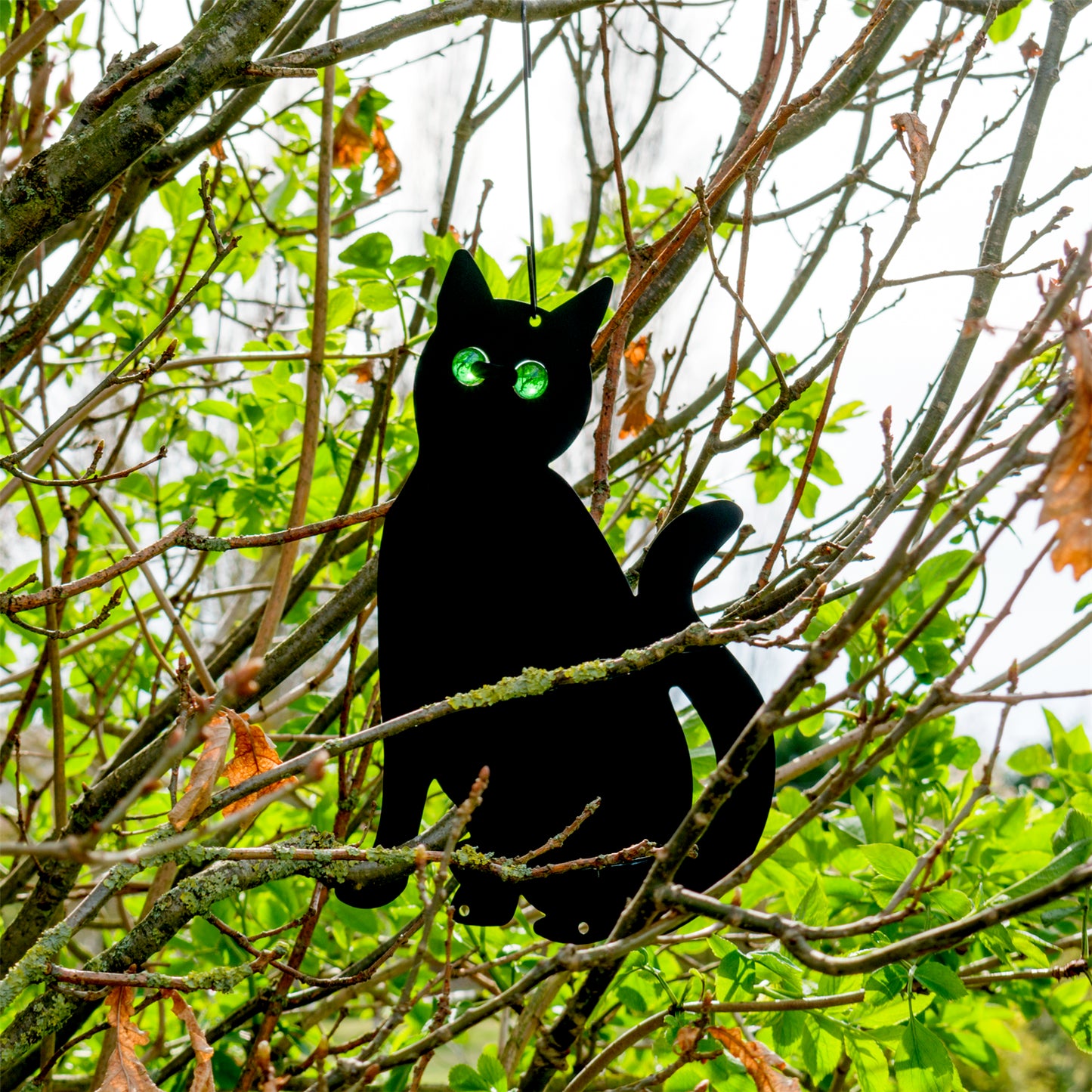 3X Black Cat Silhouette for Garden | Cats Scarer with Marble Eyes | Harmless Bir