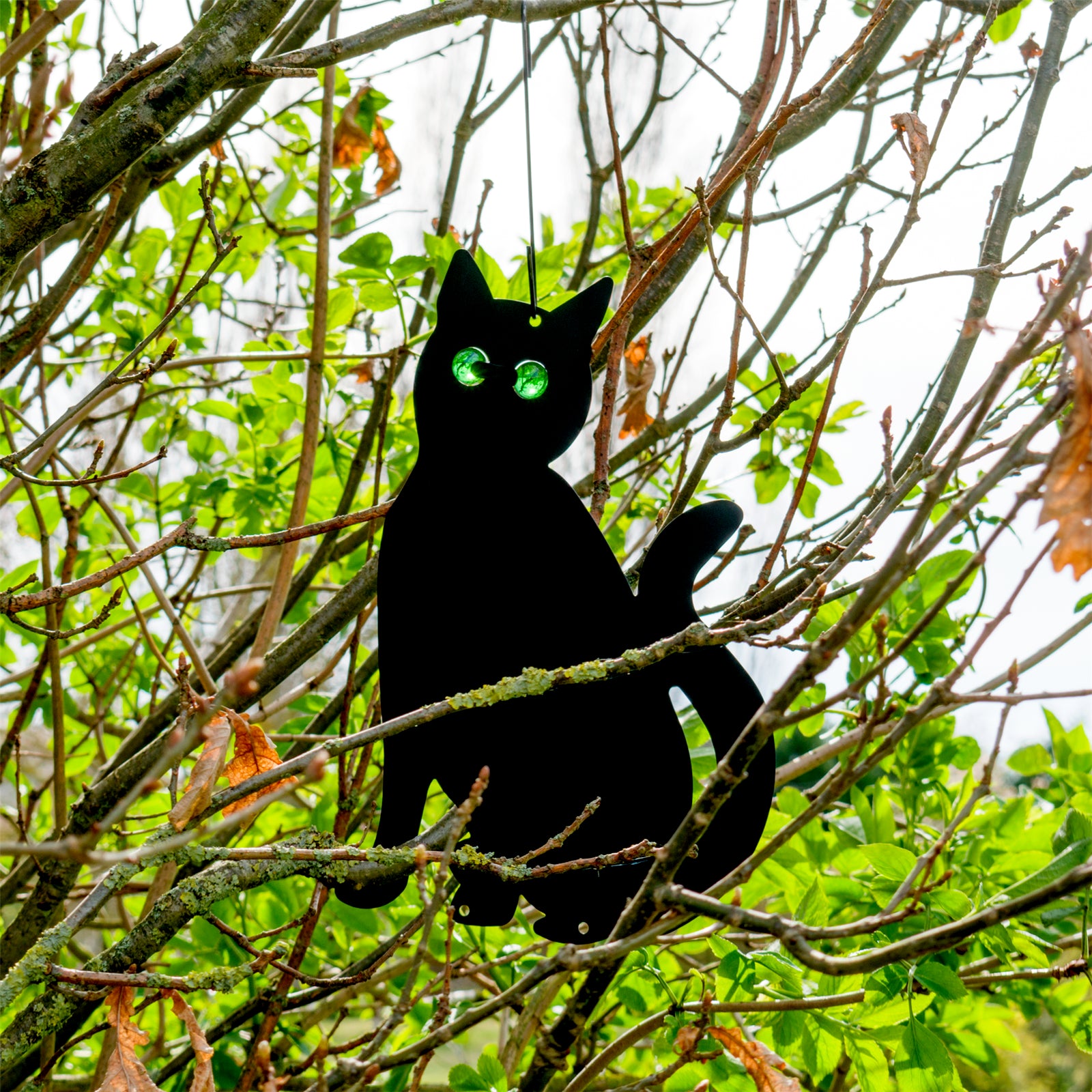 3X Black Cat Silhouette for Garden | Cats Scarer with Marble Eyes | Harmless Bir