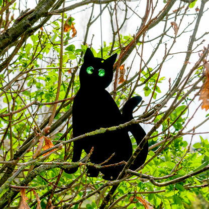 3X Black Cat Silhouette for Garden | Cats Scarer with Marble Eyes | Harmless Bir