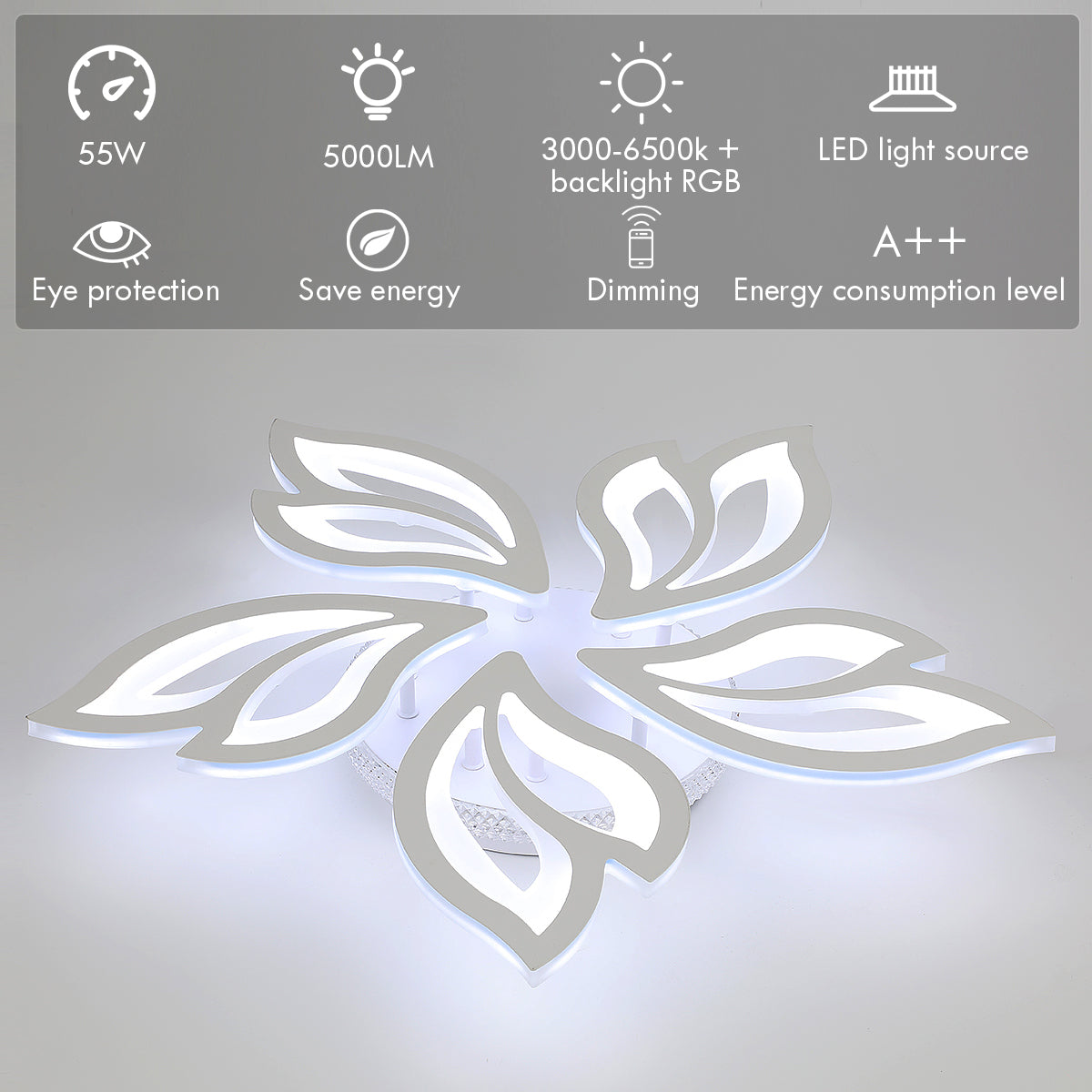 Modern Chandelier LED Lamp White Frame Ceiling Light Living Room Pendant Lights