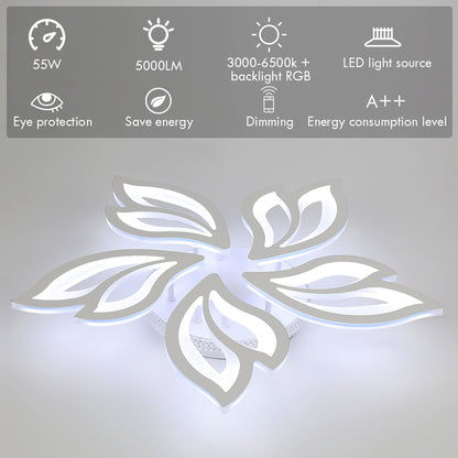 Modern Chandelier LED Lamp White Frame Ceiling Light Living Room Pendant Lights