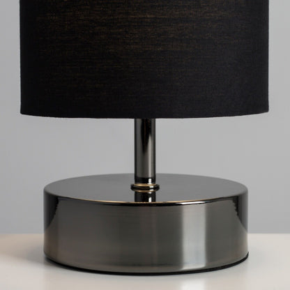 Dimmable Touch Table Lamp with Black Lampshade for Bedroom Nightstand