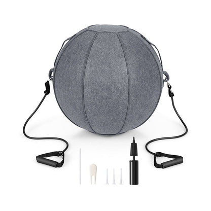 Anti-Burst Exercise Ball with Protective Cover, Handle, and Resistance Bands