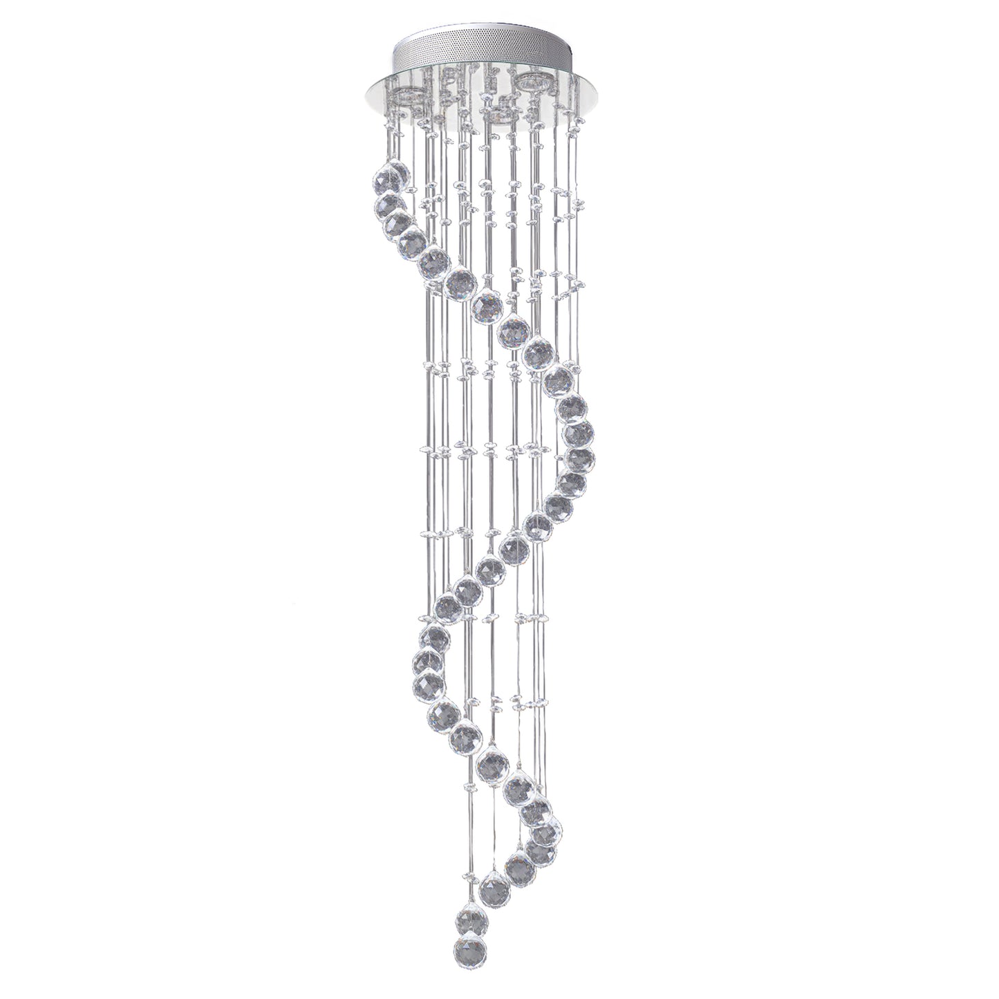 Modern Crystal Droplet Ceiling Light Spiral Cascading Chandelier Lamp Bedroom