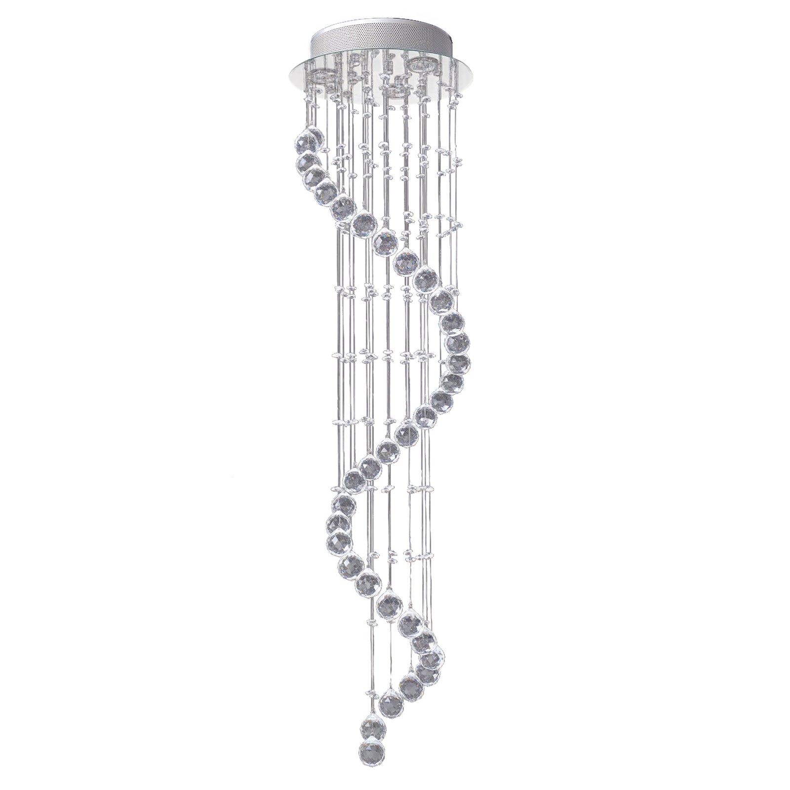 Modern Crystal Droplet Ceiling Light Spiral Cascading Chandelier Lamp Bedroom