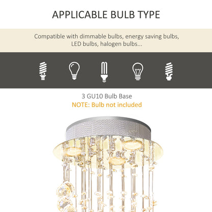 Modern Crystal Droplet Ceiling Light Spiral Cascading Chandelier Lamp Bedroom