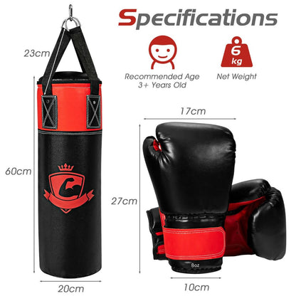 Children's Punching Bag Set with Hand Wraps and Wall Mount for Fitness Training