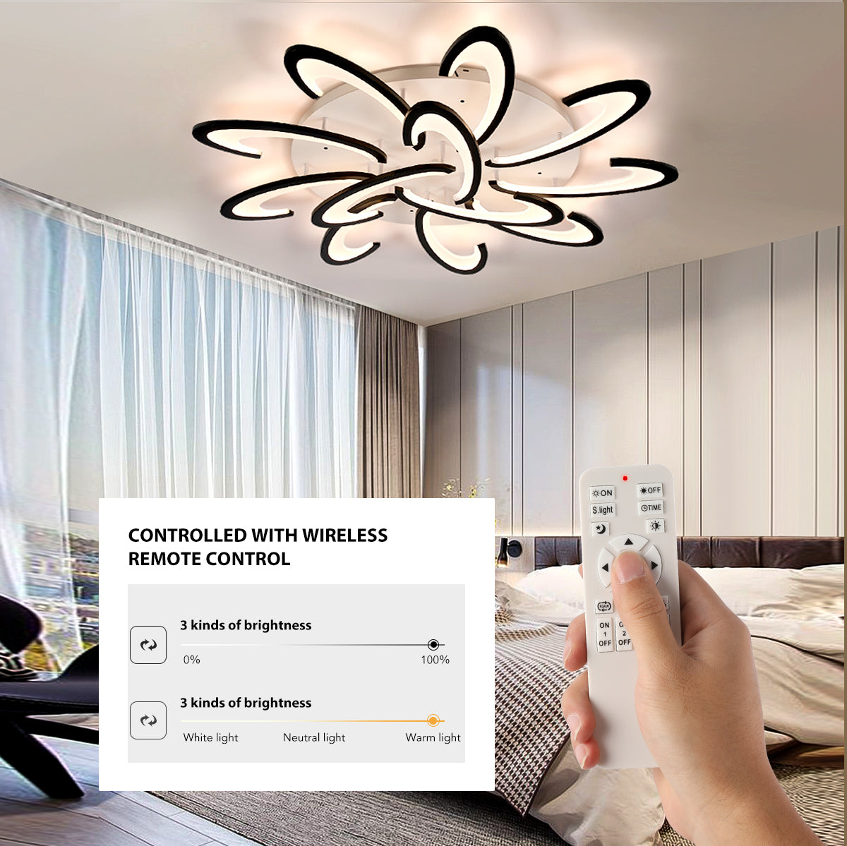 Modern Chandelier LED Lamp White Frame Ceiling Light Living Room Pendant Lights