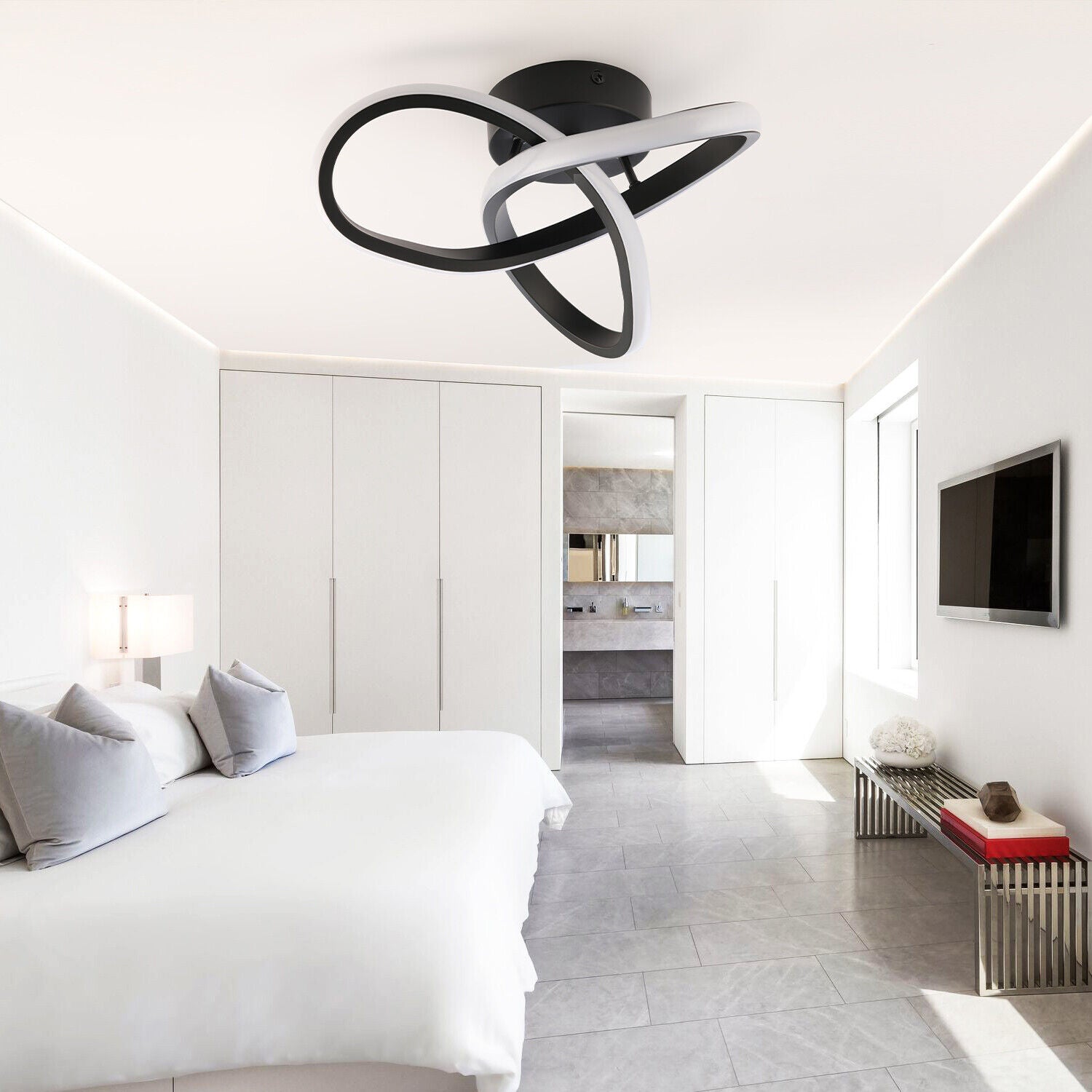 Modern Chandelier LED Lamp White Frame Ceiling Light Living Room Pendant Lights