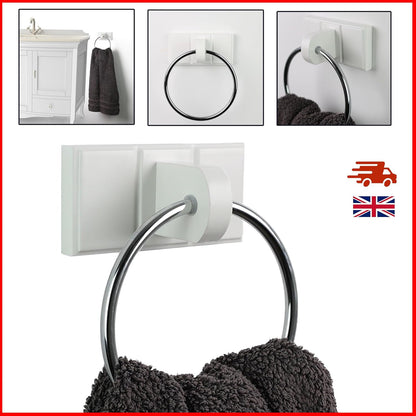 Towel Holder Black Chrome Plated Towel Rail Bath Towel Ring Wall Mounted