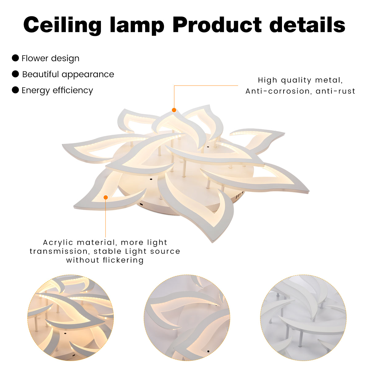 Modern Chandelier LED Lamp White Frame Ceiling Light Living Room Pendant Lights