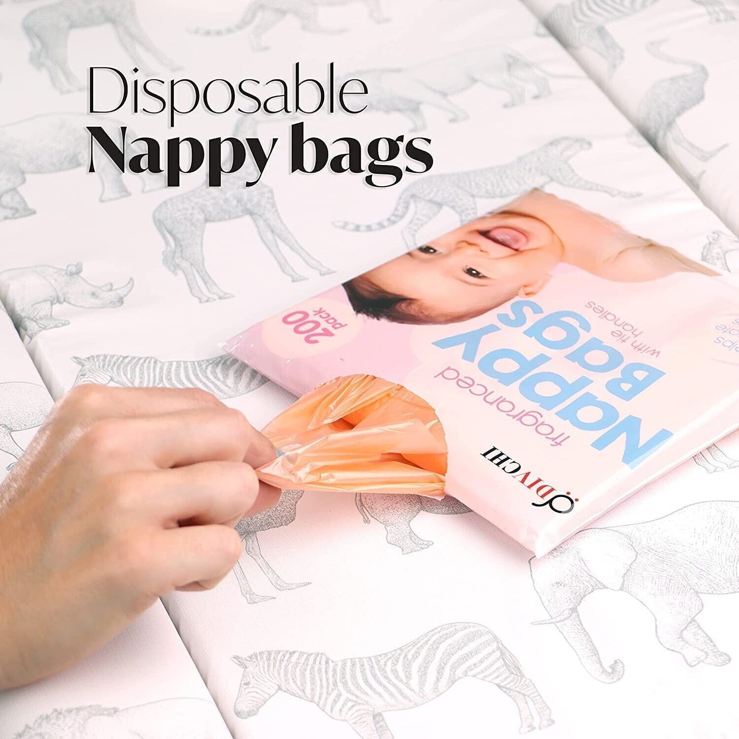 Disposable Tie Handle Nappy Bags Fragranced Scented Baby Changing