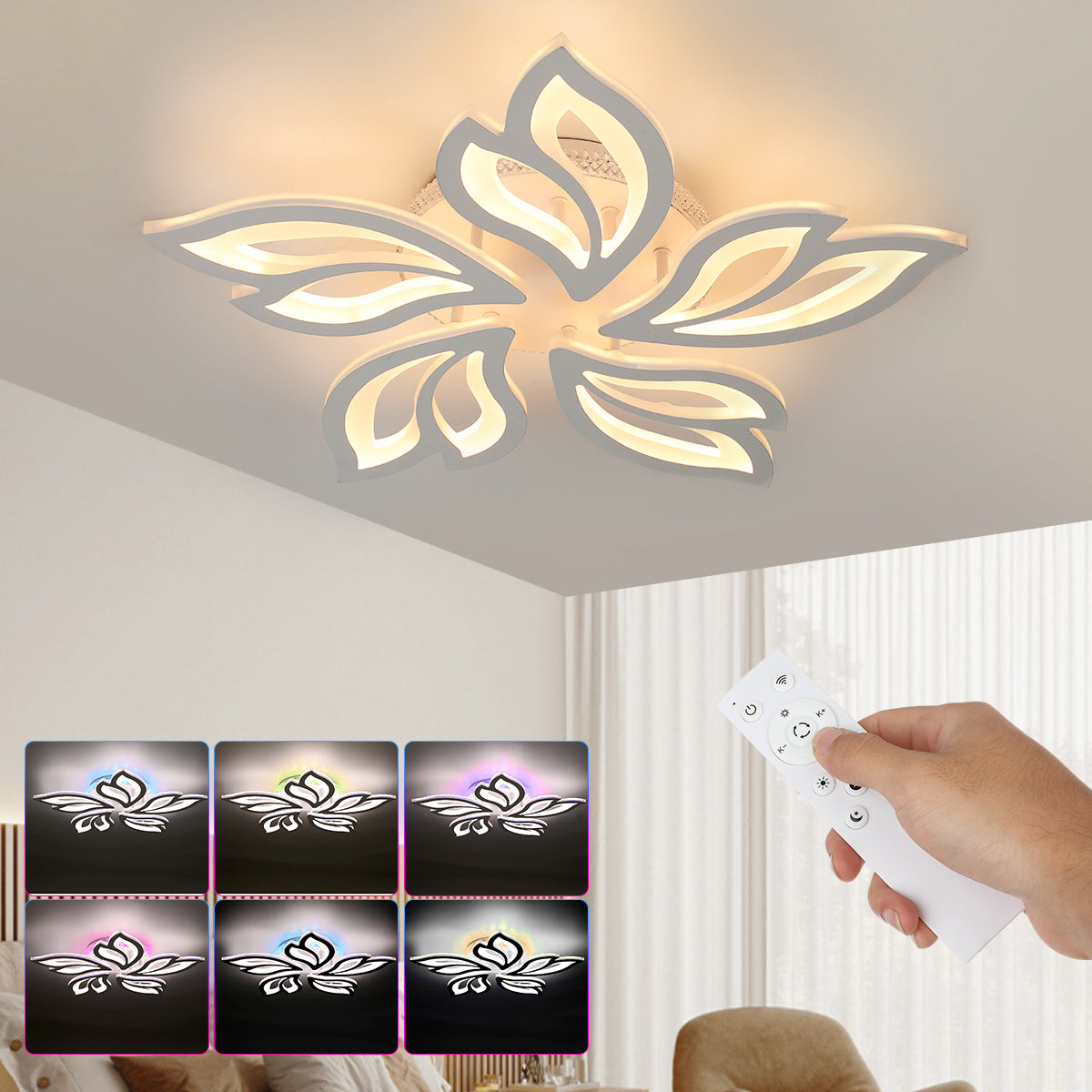 Modern Chandelier LED Lamp White Frame Ceiling Light Living Room Pendant Lights