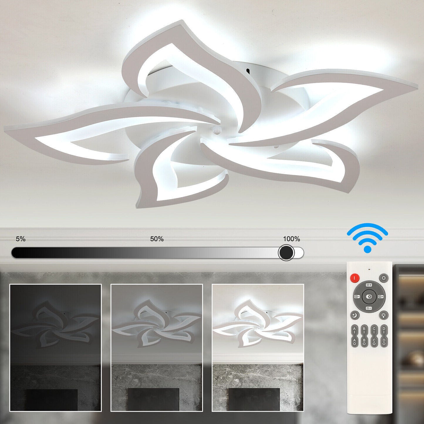Modern Chandelier LED Lamp White Frame Ceiling Light Living Room Pendant Lights