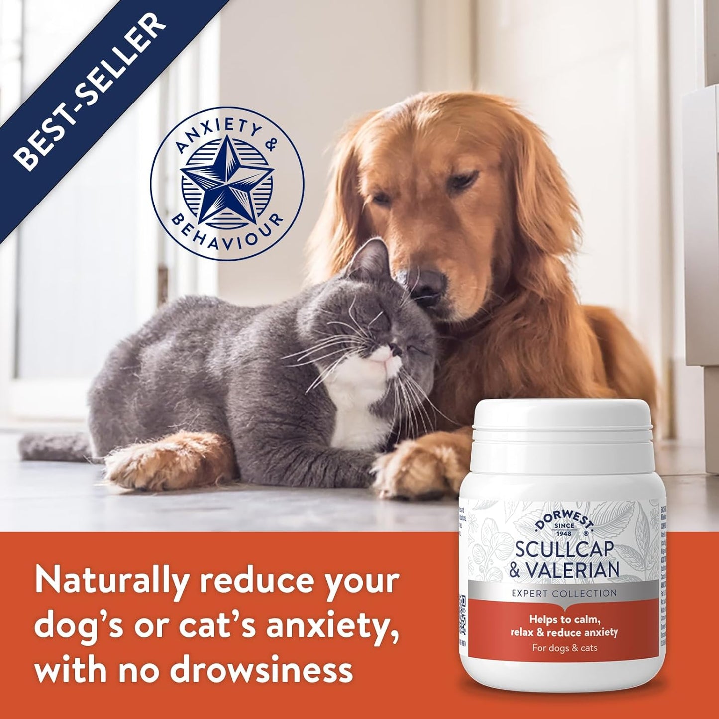 Dorwest Herbs Scullcap & Valerian Calming Tablets for Dogs and Cats, 100 Tablets
