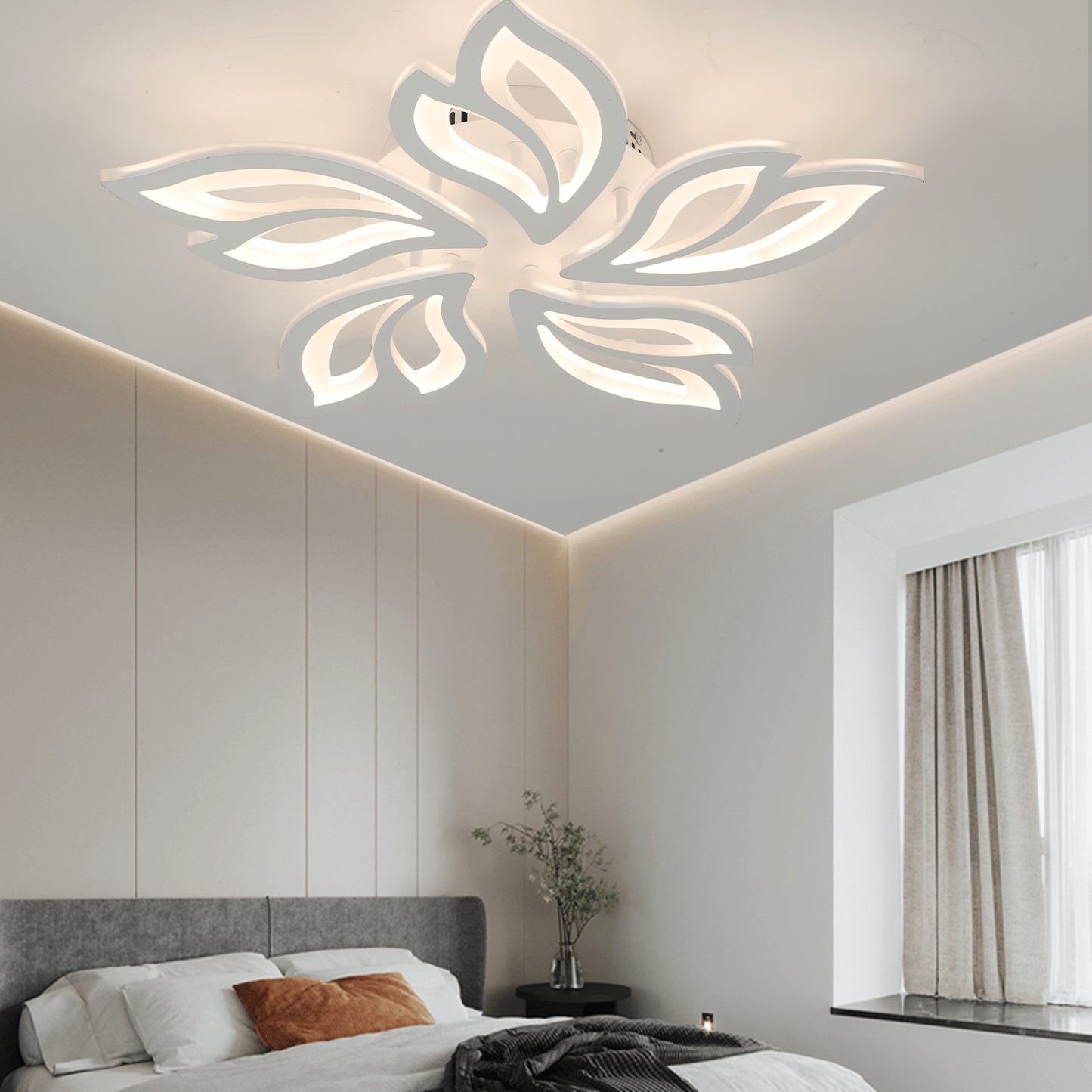 Modern Chandelier LED Lamp White Frame Ceiling Light Living Room Pendant Lights