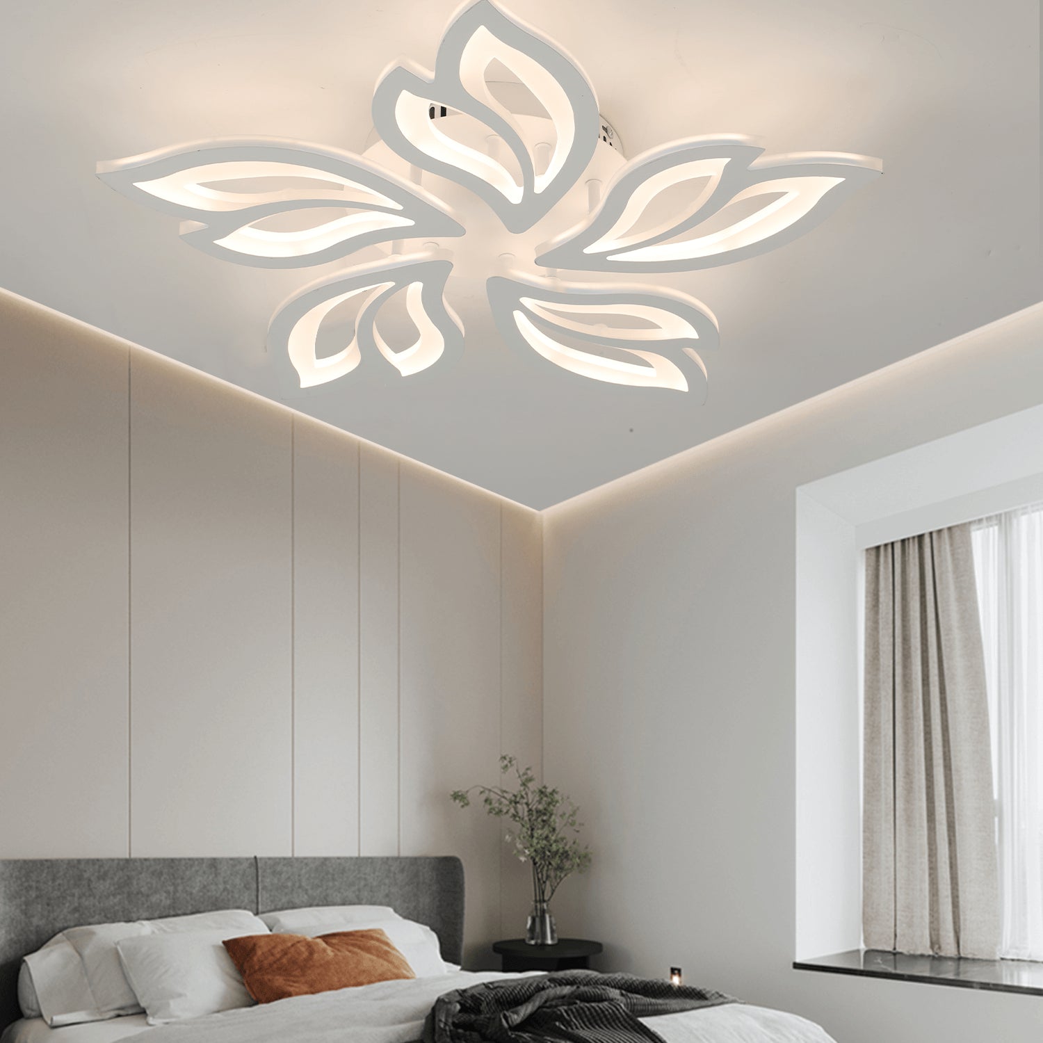 Modern Chandelier LED Lamp White Frame Ceiling Light Living Room Pendant Lights
