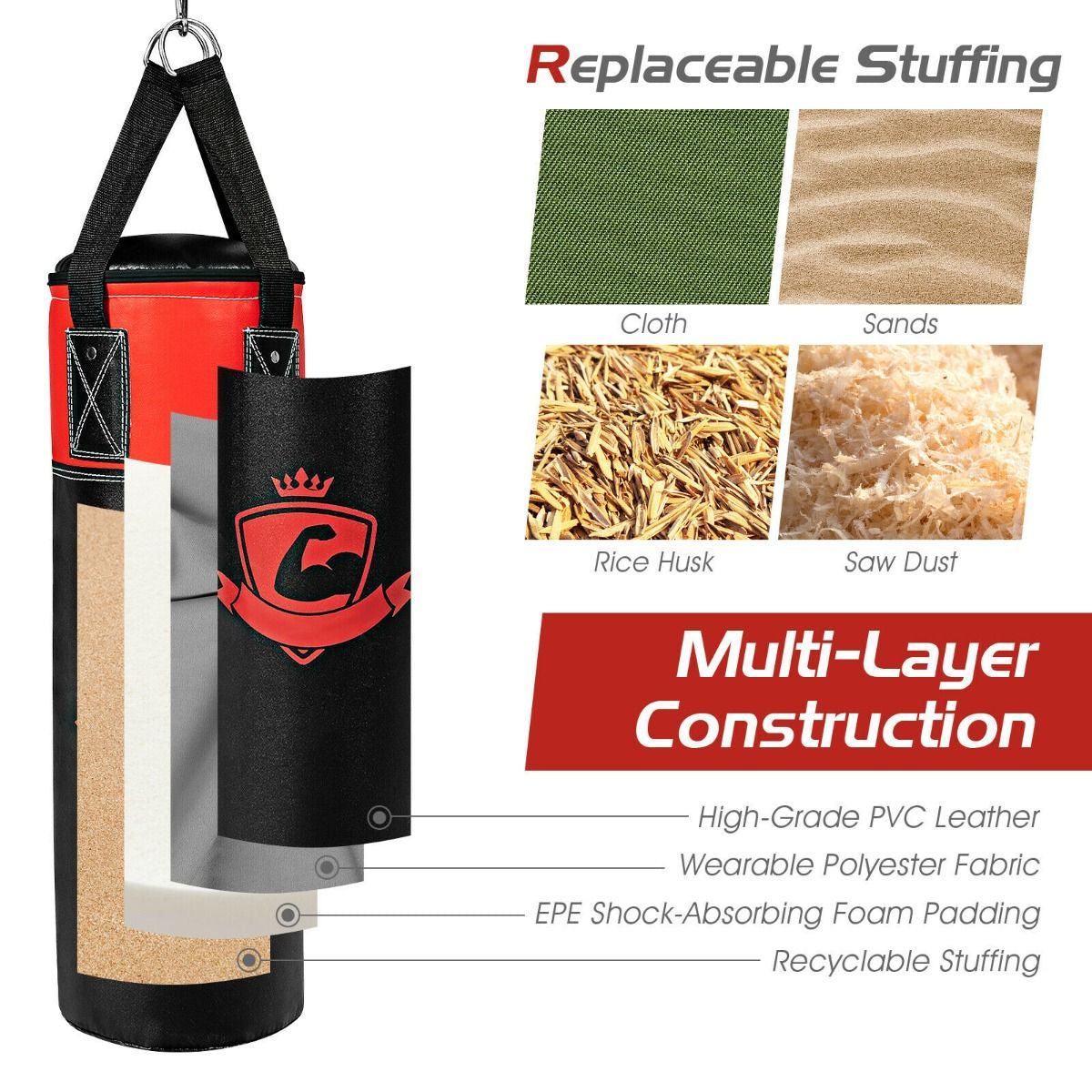 Children's Punching Bag Set with Hand Wraps and Wall Mount for Fitness Training
