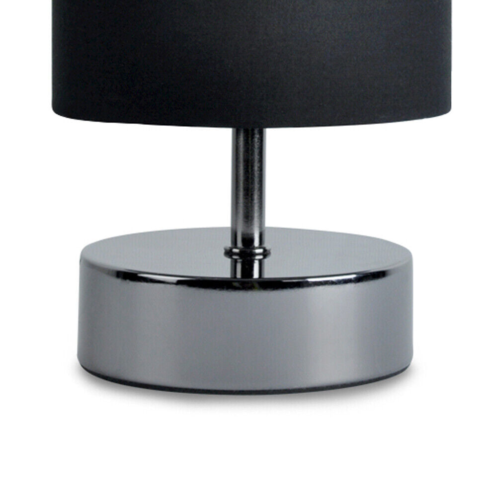 Dimmable Touch Table Lamp with Black Lampshade for Bedroom Nightstand