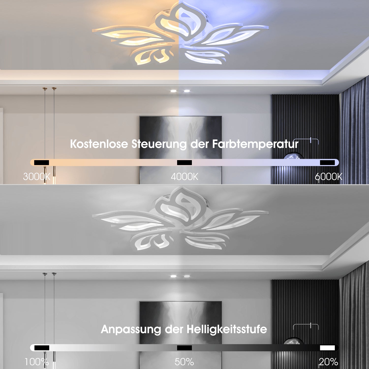 Modern Chandelier LED Lamp White Frame Ceiling Light Living Room Pendant Lights