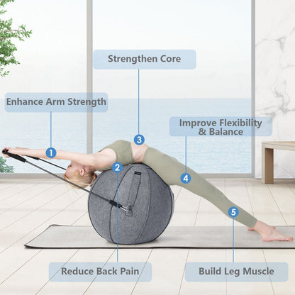 Anti-Burst Exercise Ball with Protective Cover, Handle, and Resistance Bands
