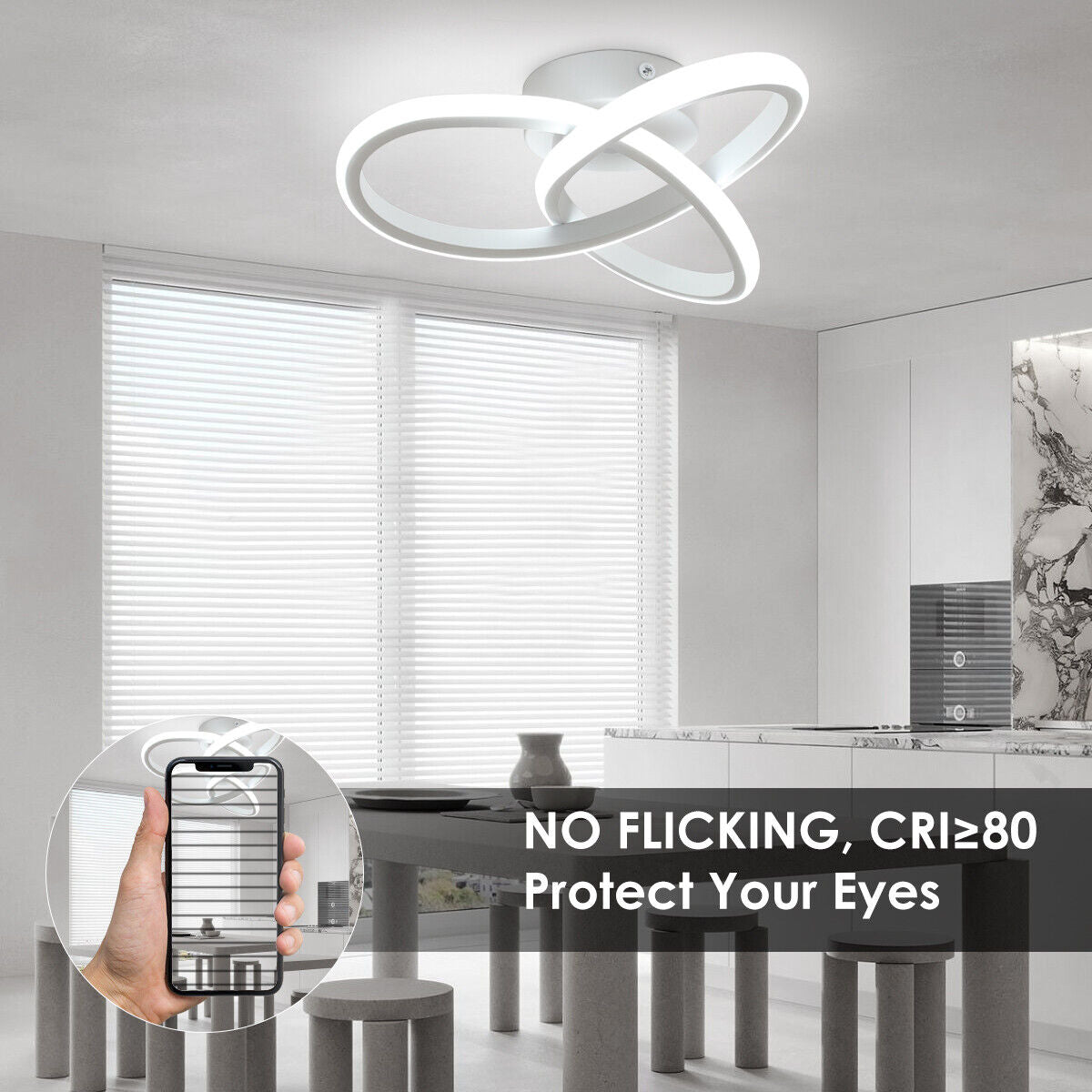 Modern Chandelier LED Lamp White Frame Ceiling Light Living Room Pendant Lights