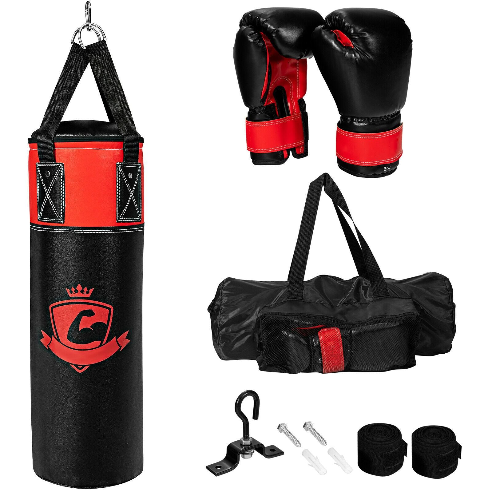 Children's Punching Bag Set with Hand Wraps and Wall Mount for Fitness Training