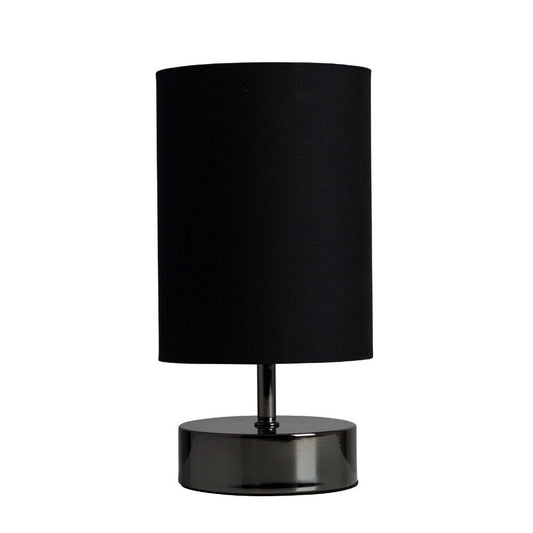 Dimmable Touch Table Lamp with Black Lampshade for Bedroom Nightstand