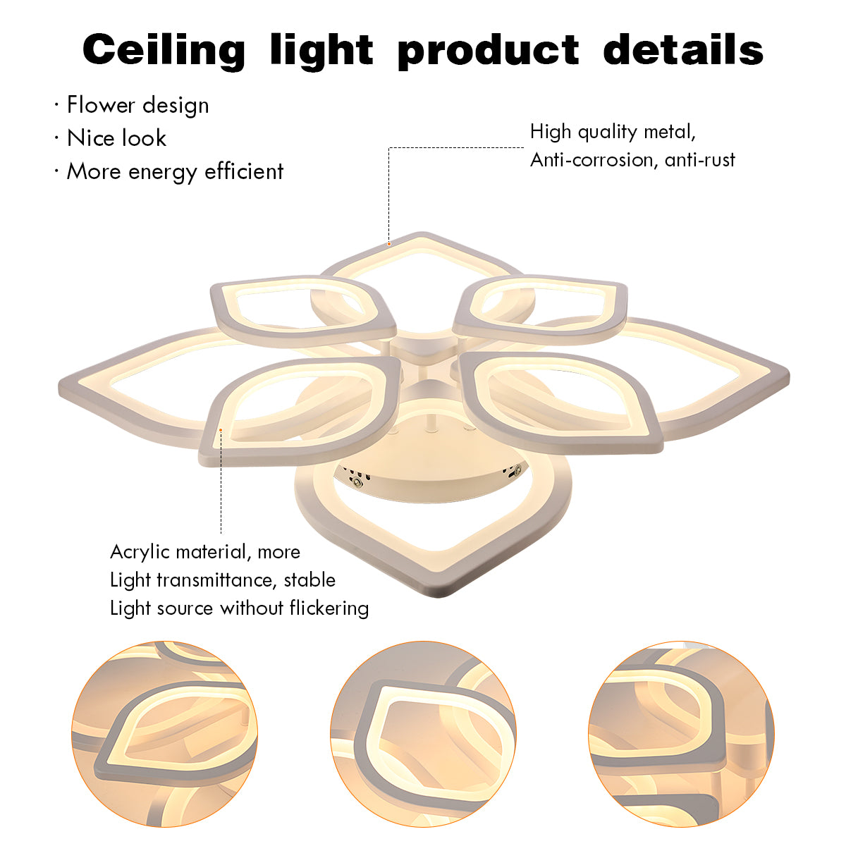 Modern Chandelier LED Lamp White Frame Ceiling Light Living Room Pendant Lights