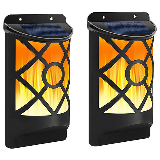 Outdoor Solar LED Wall Light with Flickering Flame for Garden, Patio, and Deck - Dusk to Dawn Operation