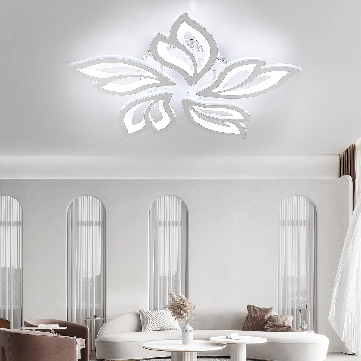 Modern Chandelier LED Lamp White Frame Ceiling Light Living Room Pendant Lights