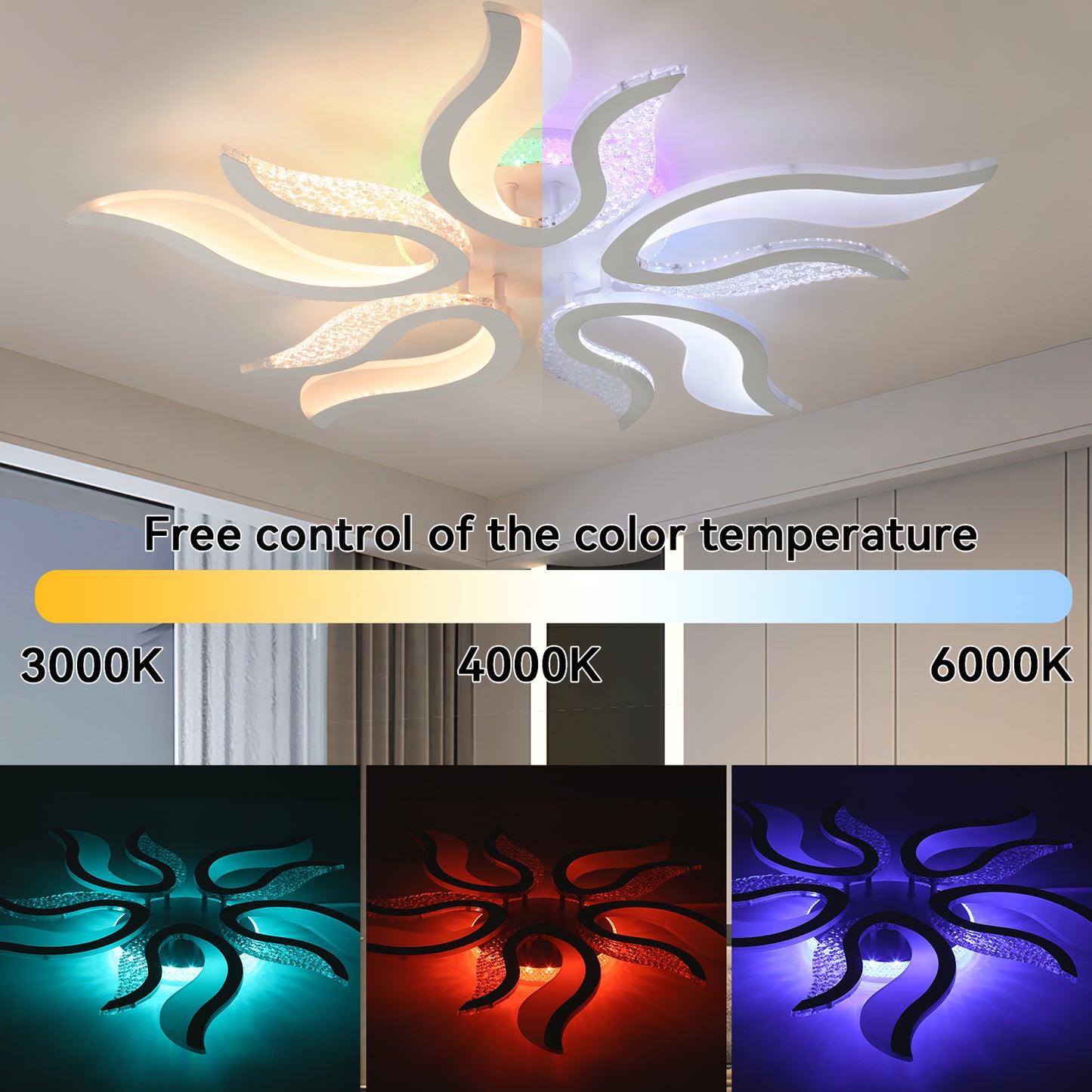 Modern Chandelier LED Lamp White Frame Ceiling Light Living Room Pendant Lights