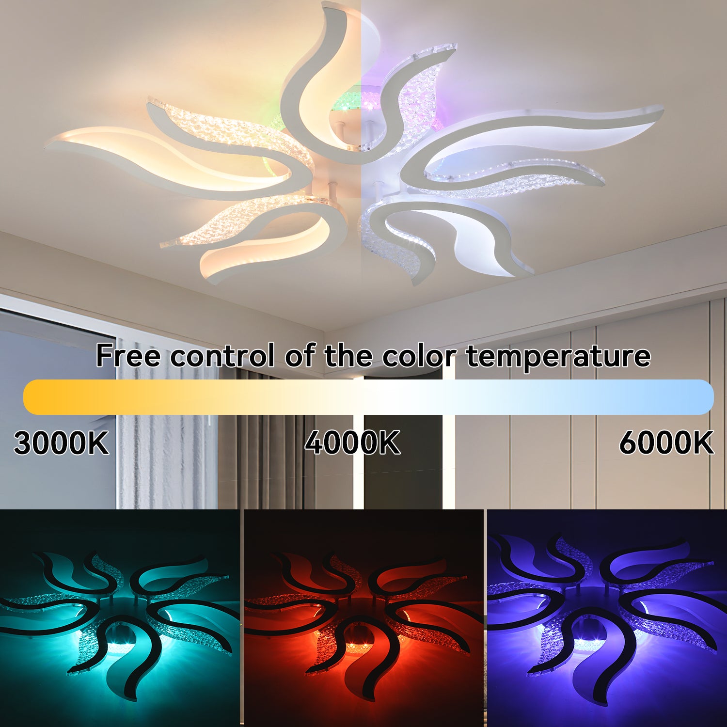 Modern Chandelier LED Lamp White Frame Ceiling Light Living Room Pendant Lights