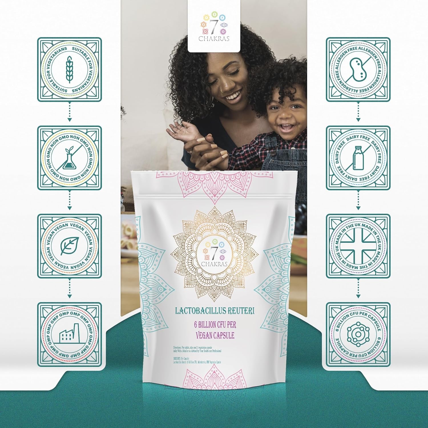 7C Lactobacillus Reuteri | 30 High Strength L Reuteri Capsules - 6B CFU L-Reuteri Probiotic per Serving | Probiotic Lactobacillus Supplement | Non-Gmo, Gluten & Allergen Free | Made in the UK