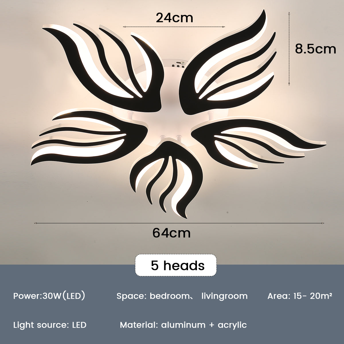 Modern Chandelier LED Lamp White Frame Ceiling Light Living Room Pendant Lights