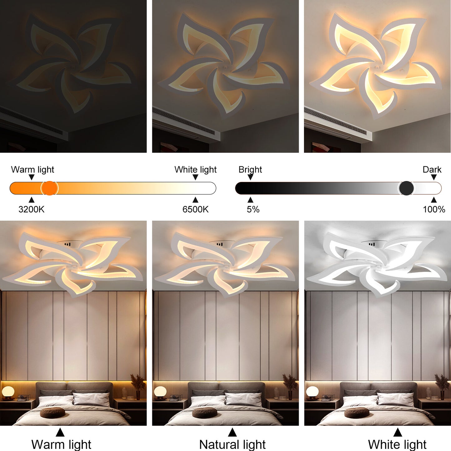 Modern Chandelier LED Lamp White Frame Ceiling Light Living Room Pendant Lights