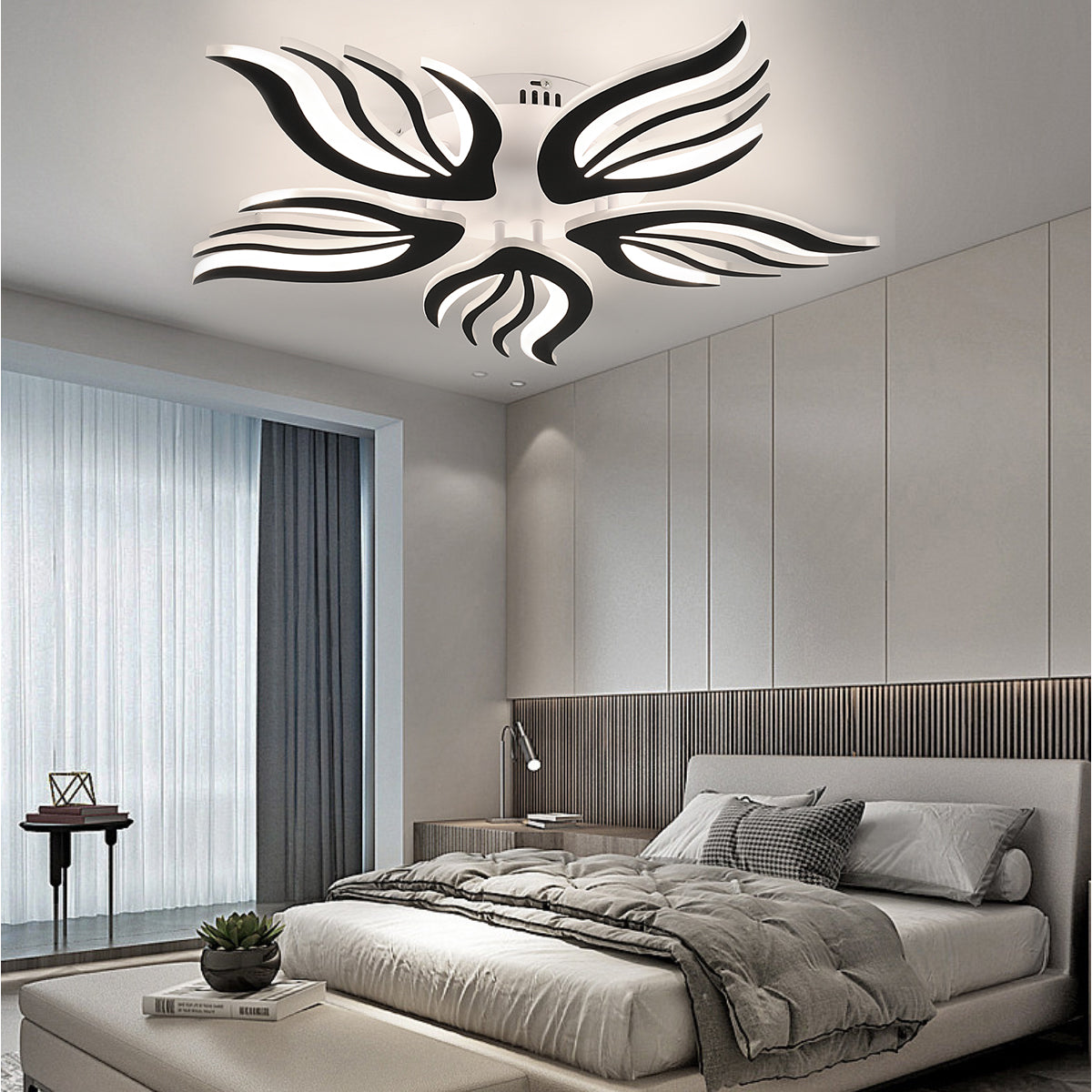 Modern Chandelier LED Lamp White Frame Ceiling Light Living Room Pendant Lights