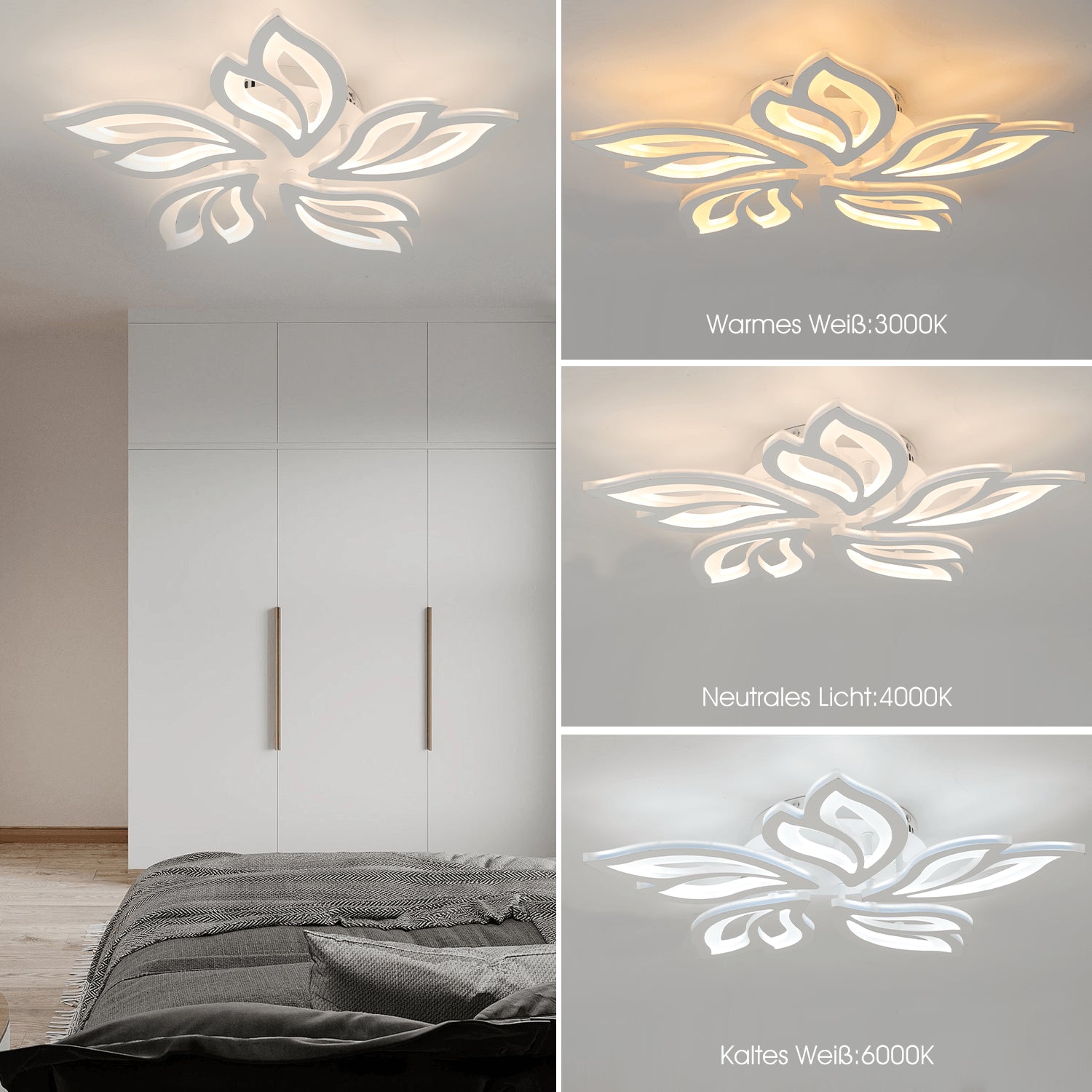 Modern Chandelier LED Lamp White Frame Ceiling Light Living Room Pendant Lights