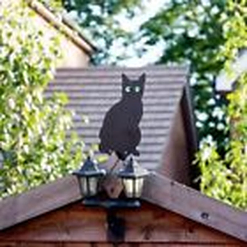 3X Black Cat Silhouette for Garden | Cats Scarer with Marble Eyes | Harmless Bir