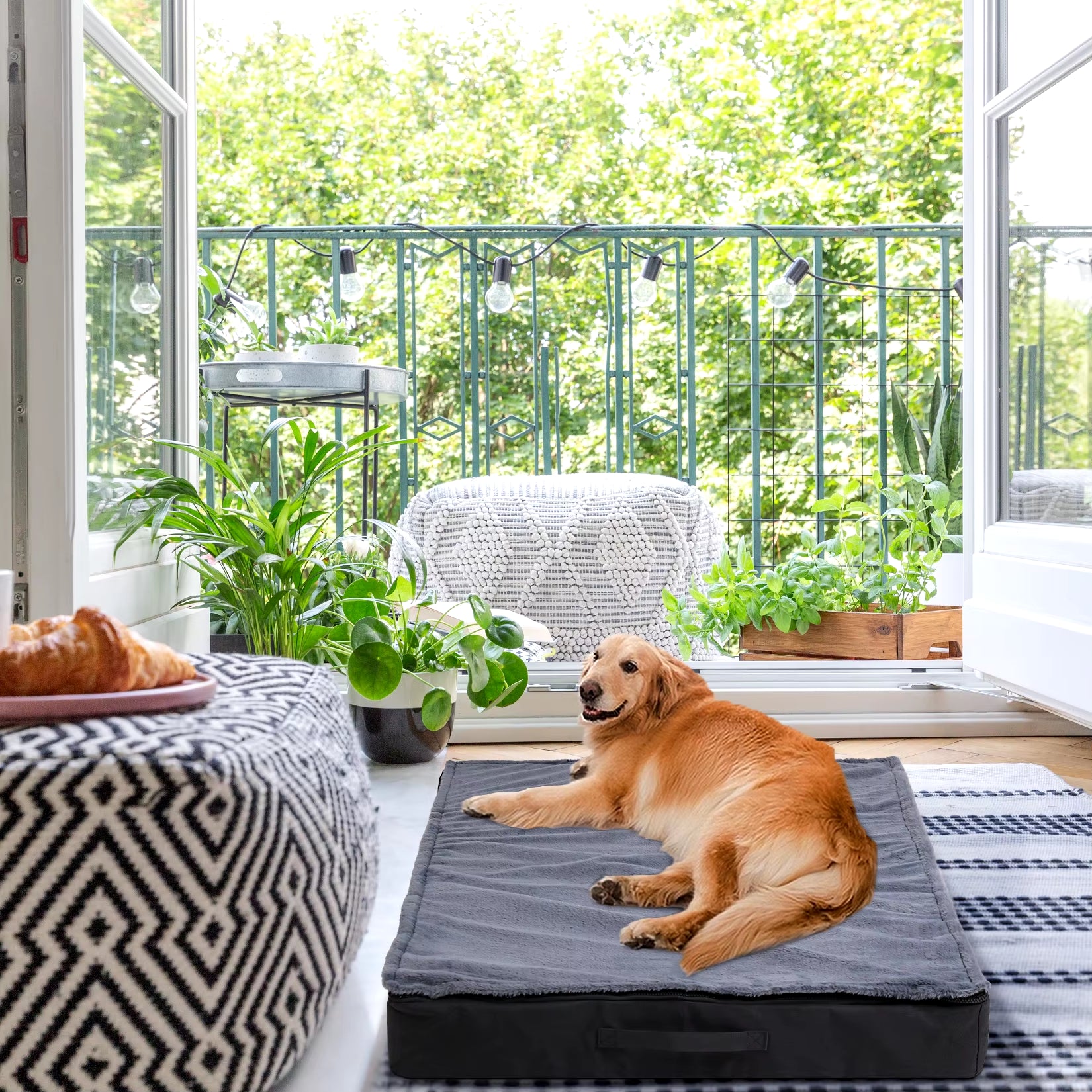 Orthopedic Waterproof Dog Bed for Large and Medium Dogs with Non-Slip Bottom and Machine Washable Fabric