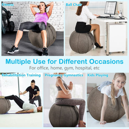 Anti-Burst Exercise Ball with Protective Cover, Handle, and Resistance Bands